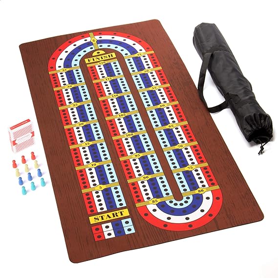 Tabletop Cribbage Jeu de société géant à 4 pistes avec étui de