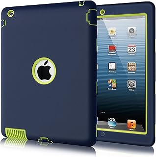 iPad 2 Case, iPad 3 Case,Fingic iPad 4 Case Full Body 3 Layer Heavy Duty Shock-Absorption High Impact Resistant Hybrid Rugged Protective Case for Apple iPad 2/3/4 Retina,Navy Blue&Green