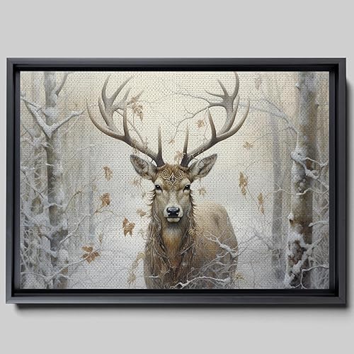 Winter Wall Art Prints, Cozy Christmas Room Decor, Snow Forest Frost Pictures, Xmas Deer, Photo for Gallery Wall Home Nordic Decor, Natural Gifts,