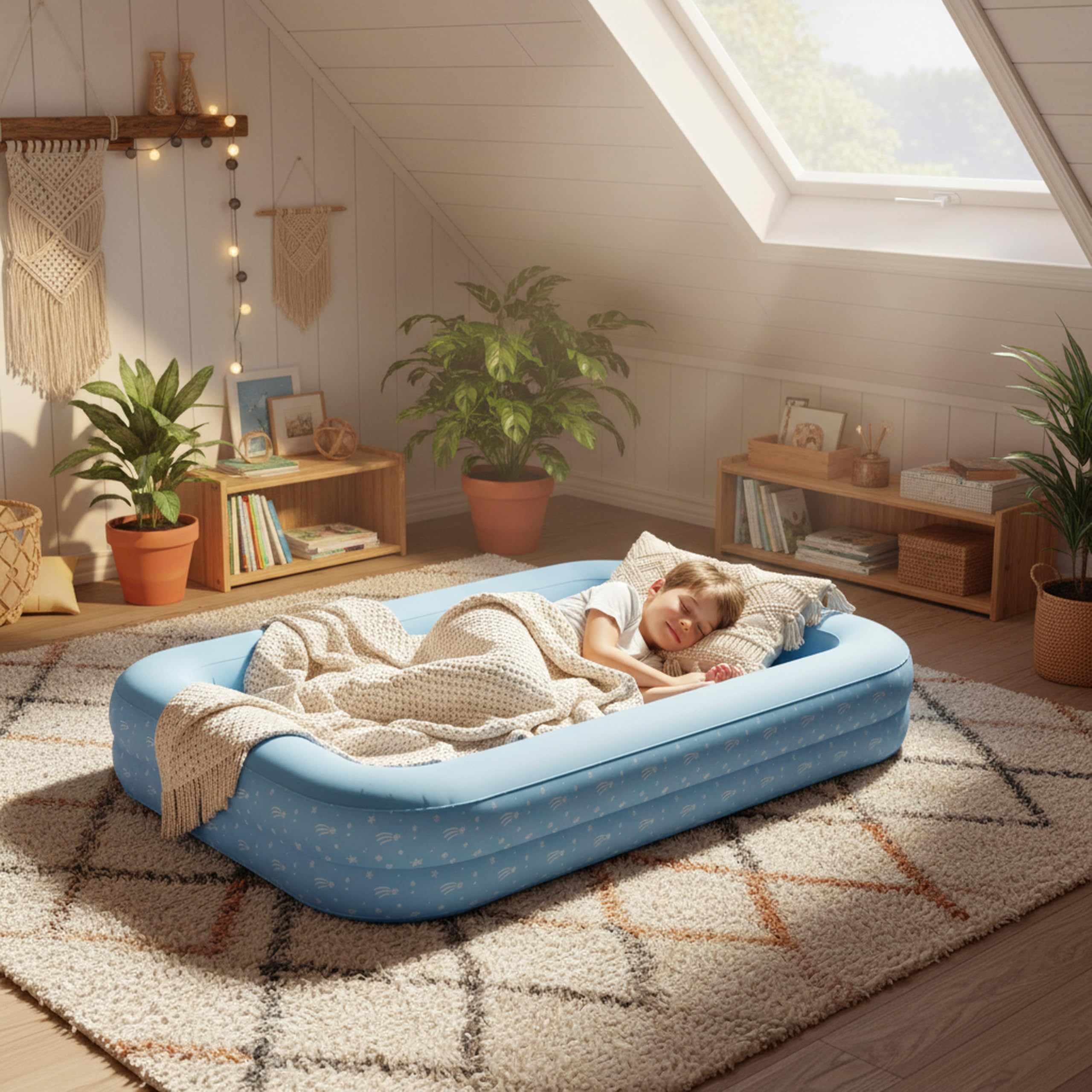 AVENLI Luftmatratze Luftbett Kinderbett mit Pumpe für 1 Kind 172x112x30cm aufblasbare Matratze Gästebett weiche Liegefläche mit beflockter Oberfläche Reise-Bett für Camping & Zuhause