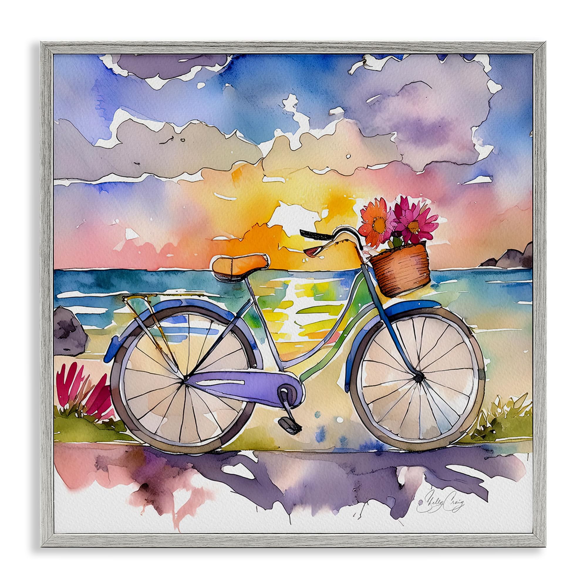 'Bicycle By The Seaside'| Framed Giclee Art