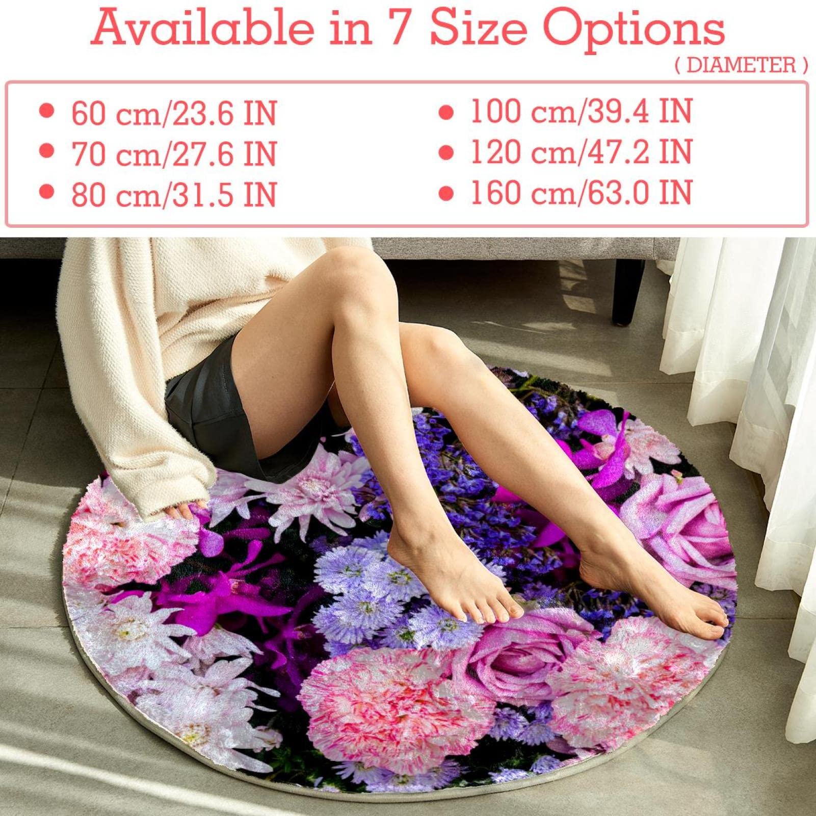 Teppich für Schlafzimmer, Wohnzimmer, Arbeitszimmer, Rosa, Violett