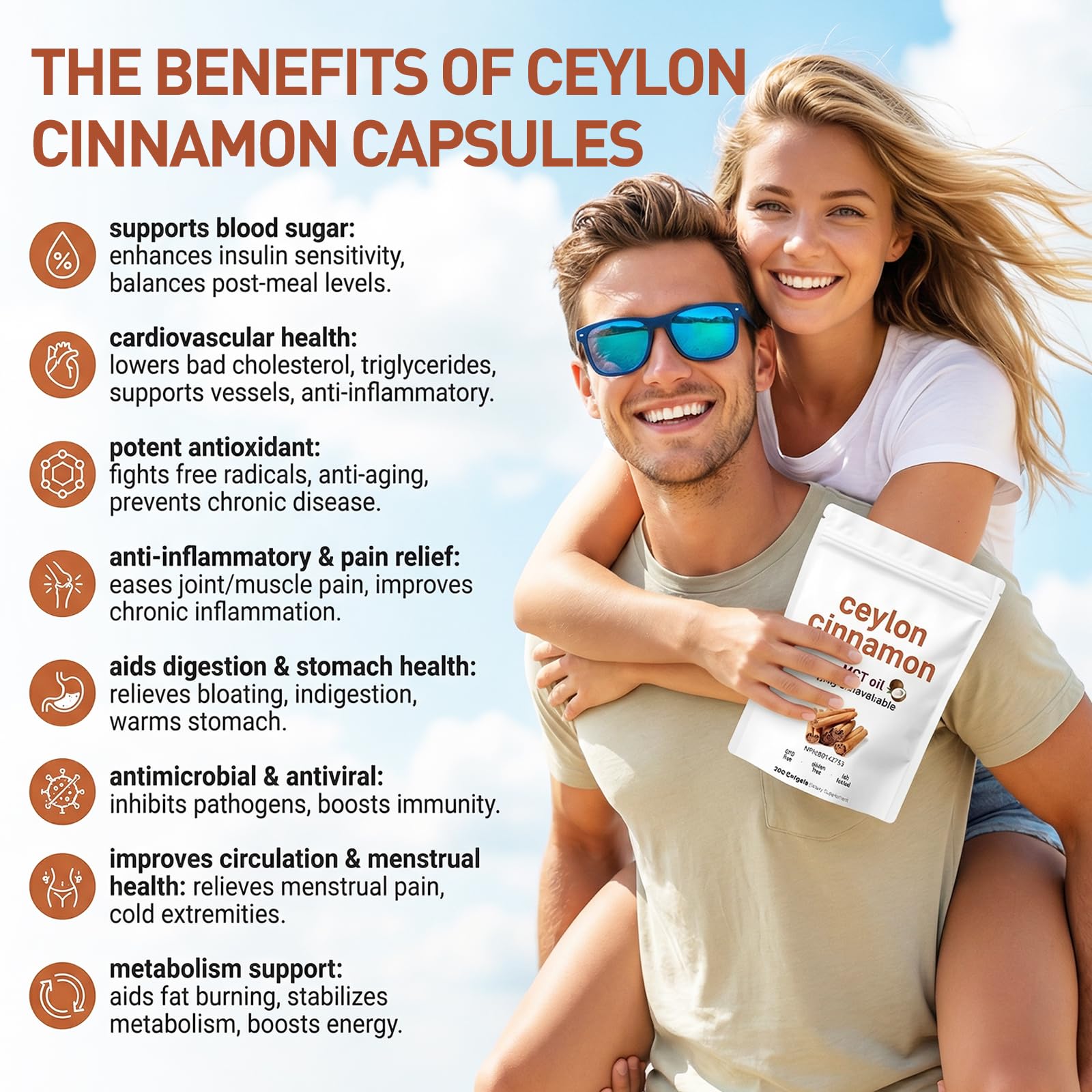 Ceylon Cinnamon Soft Gels with MCT Oil, Organic Ceylon Cinnamon Capsules, Highly Bioavailable Cinnamon Supplements, Non-GMO, Gluten Free, Micro Ingredients Formula – 300 Softgels (2Pack) — view 2