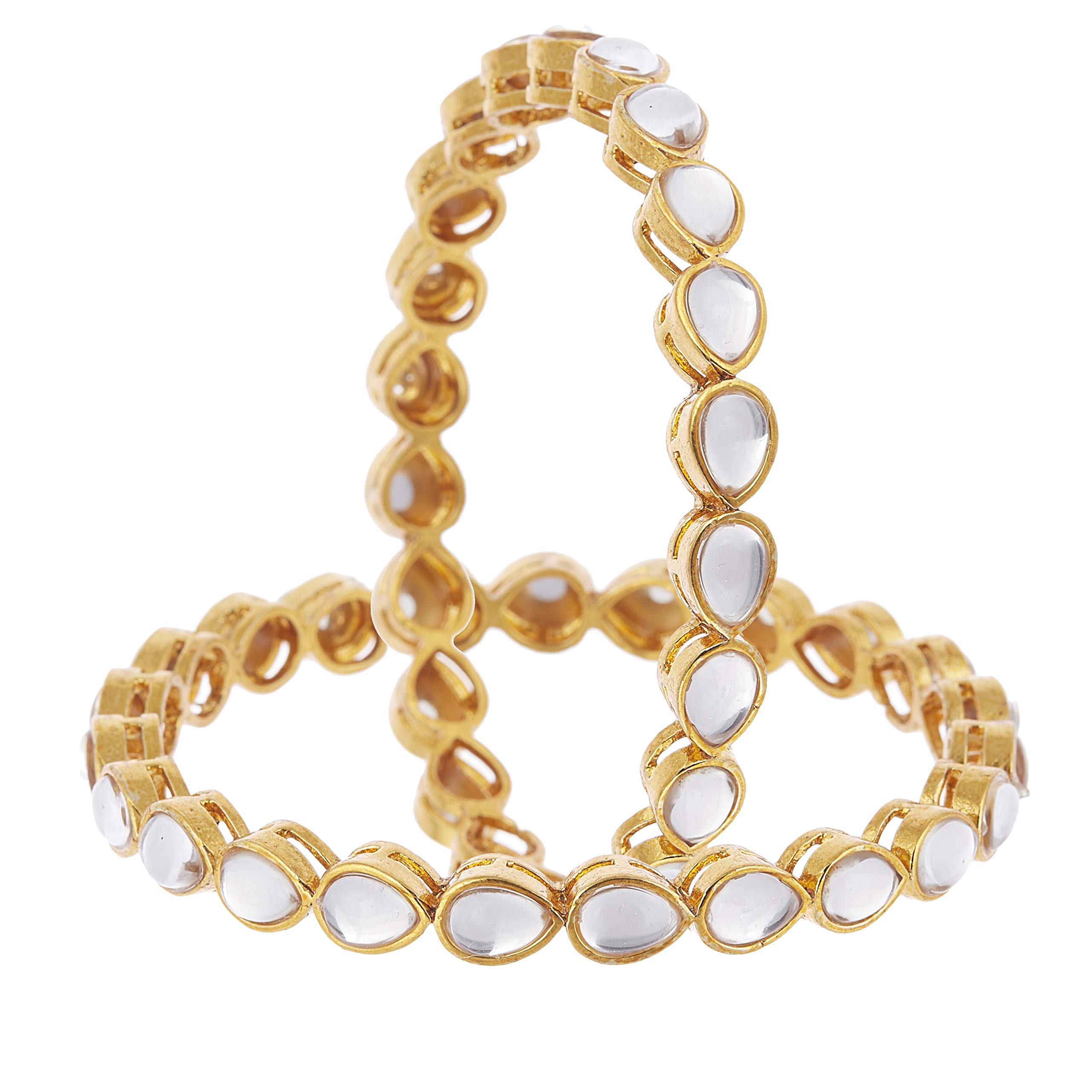 ZENEME Bangle Gold Plated Faux Kundan Studded Designer Bangle Jewellery For Women (2.4) (B01N11TVD6) Amazon Price History, Amazon Price Tracker