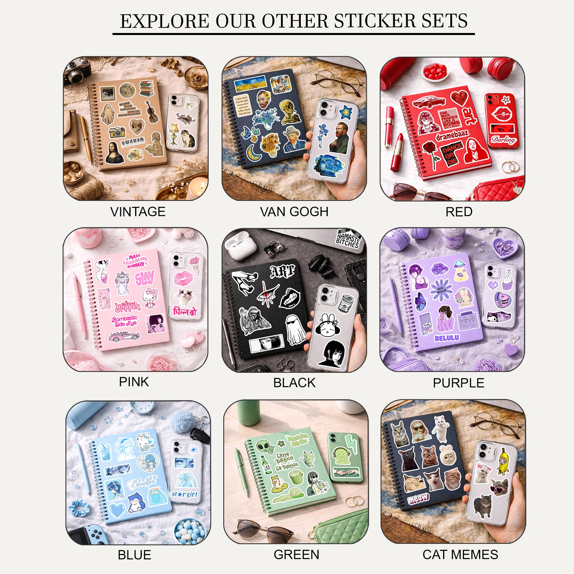 Black Aesthetic Sticker Pack 45+ Pieces | Glossy Premium Vinyl | Waterproof, Scratch & Fade Resistant | Durable Stickers for Laptop, Bottle, Scrapboks, Phone, Bike & More — Amazon image 5