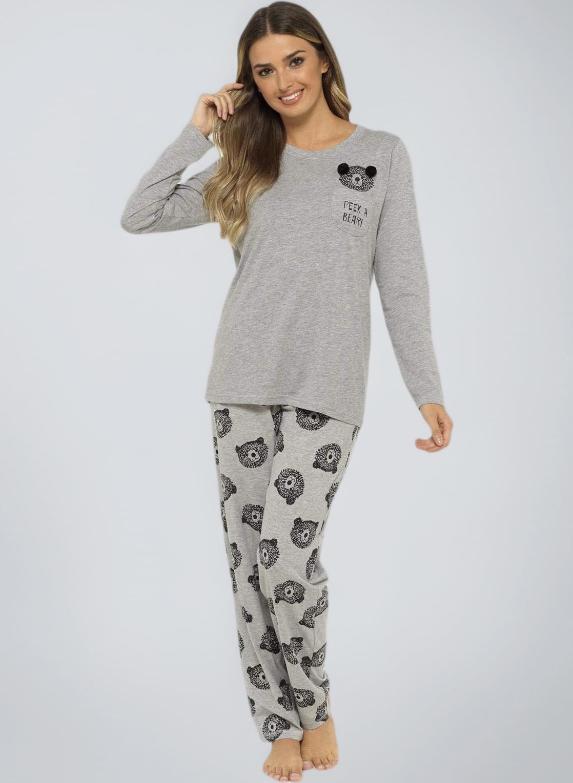 Peek A Bear Womens Pyjamas Soft Cotton Ladies Pyjama Lounge Set