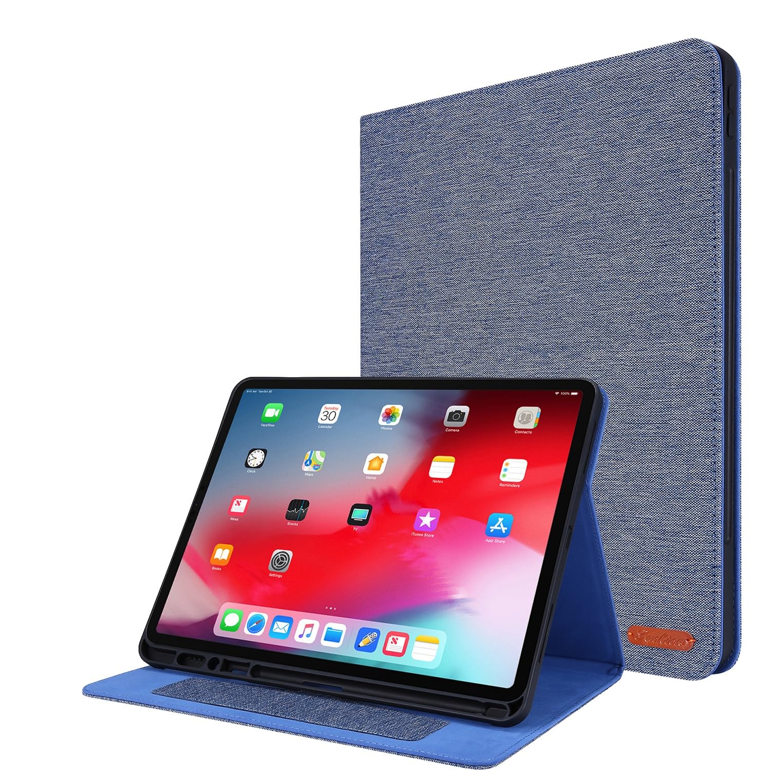 Pełne etui ochronne Etui na tablet Slim Tablet Case kompatybilne z iPad Pro 12,9 cala (model 2020/2018, 4./3. generacja) z uchwytem na ołówek, potrójnie składana podstawka ochronna, wytrzymała obudowa