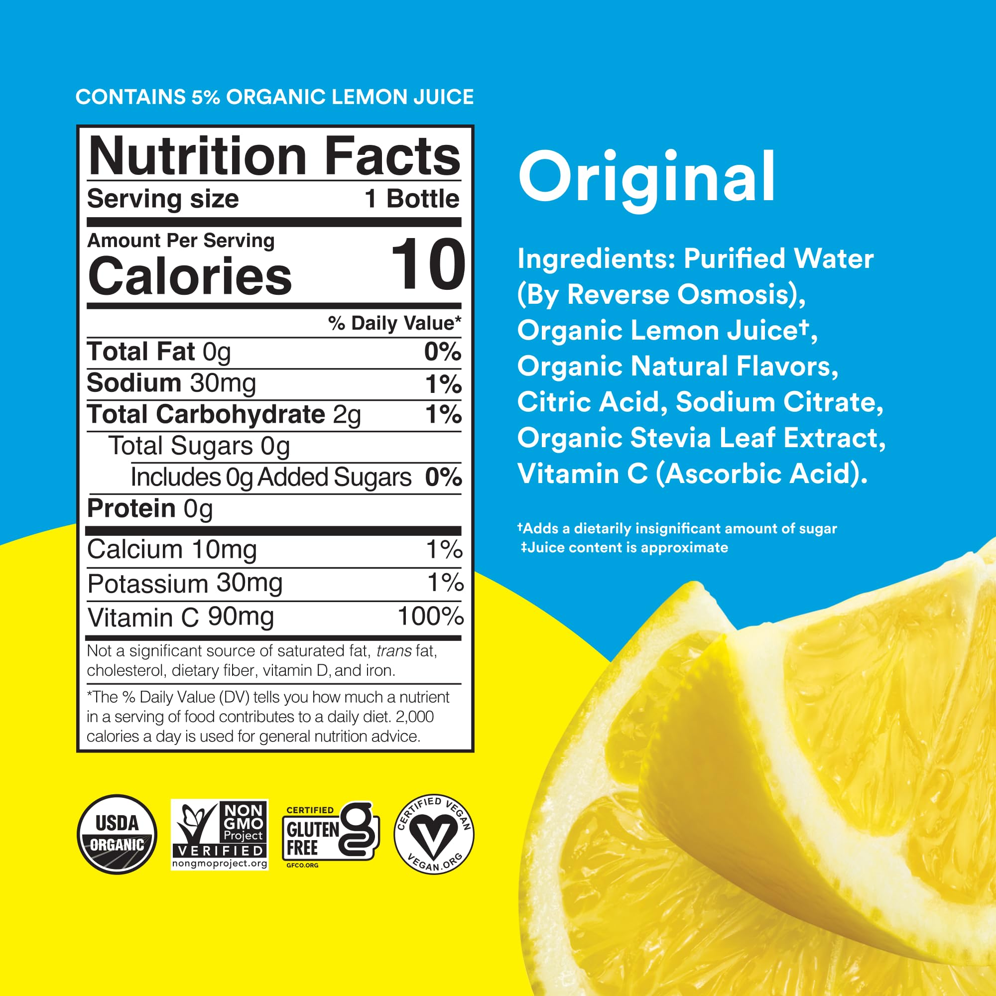 Lemon Perfect Original Lemon, Hydrating Flavored Lemon Water, Zero