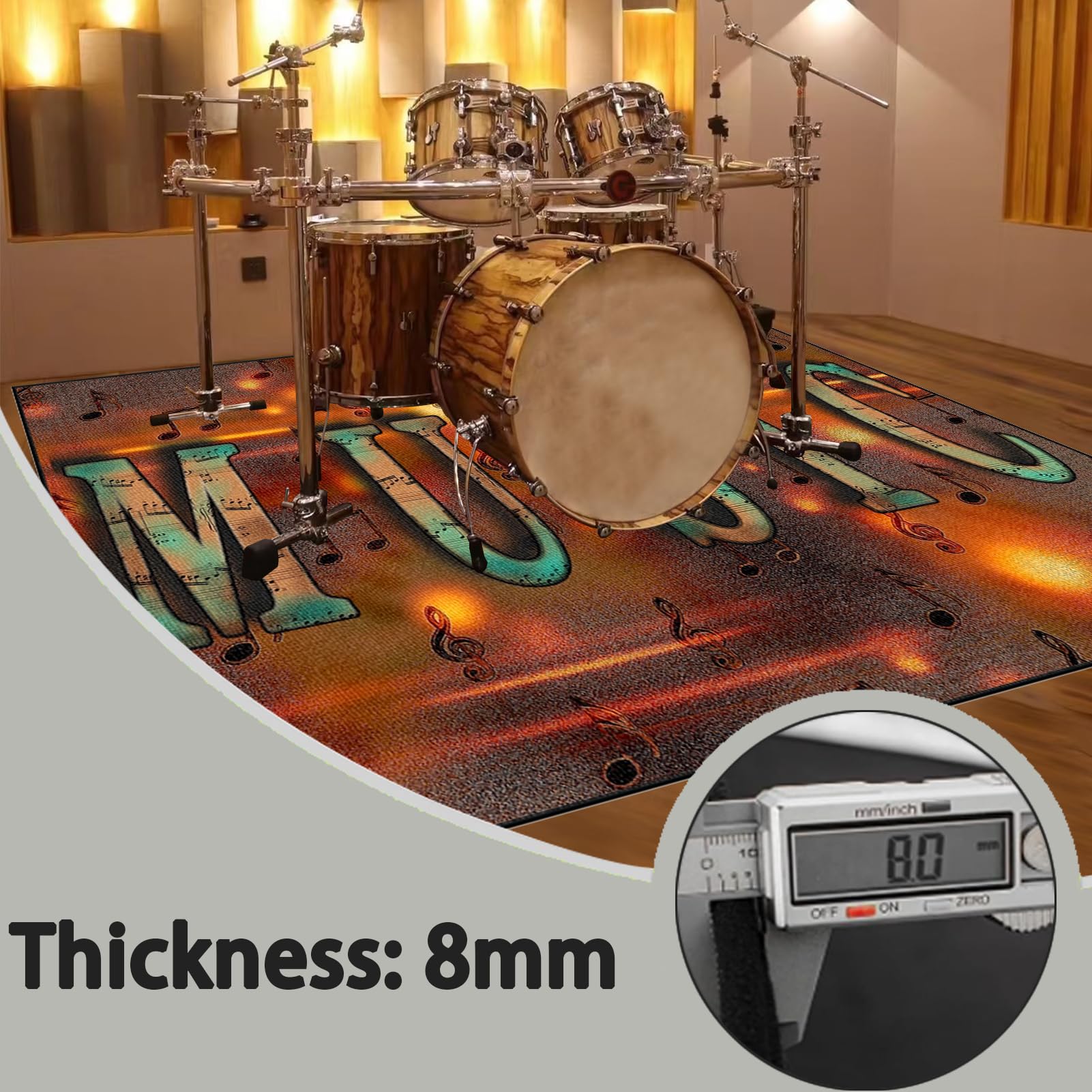 Dywan z baterią Dźwiękoszczelny dywanik do baterii elektronicznych Prostokątne antypoślizgowe dywaniki do bębna basowego basu basowego i innych mat do instrumentów muzycznych Antypoślizgowy koc 180 x