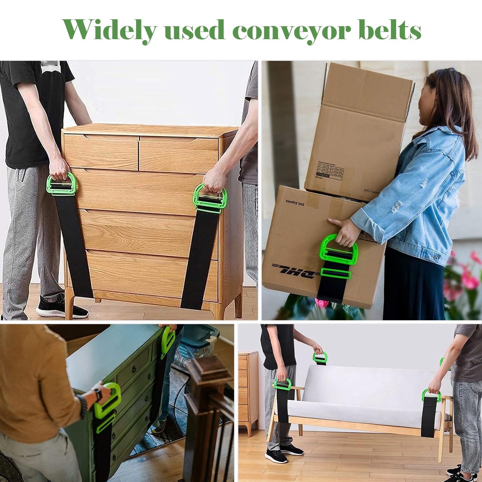 2 Piezas Correas para Mover, Correas de Elevación Ajustables, con 1 Pares de Guantes, 600 Libras Objetos Pesados, Correas de Transporte para Mudanza para Mover Muebles, Electrodomésticos