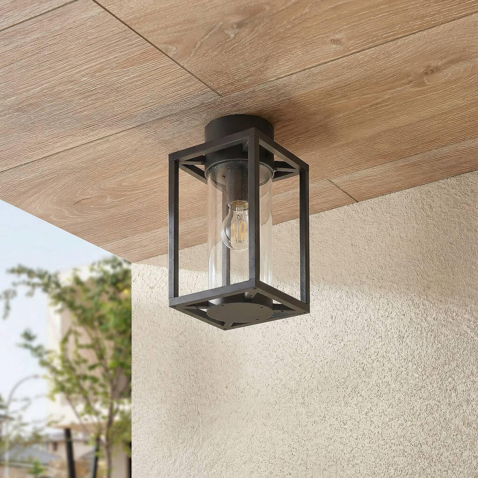 Lucande Deckenlampe Ferda (spritzwassergeschützt (Modern) in Schwarz aus Aluminium (1 flammig, E27) - Aufbau-Deckenleuchte Deckenleuchte Lampe