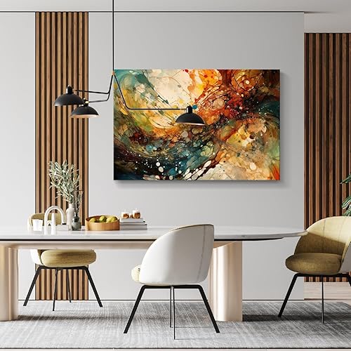 Miniatura 7 de gaosoul Lienzo impreso abstracto de forma aleatoria, pinturas artísticas de líneas deslumbrantes amarillas y cian, graffiti, póster de arte de pared