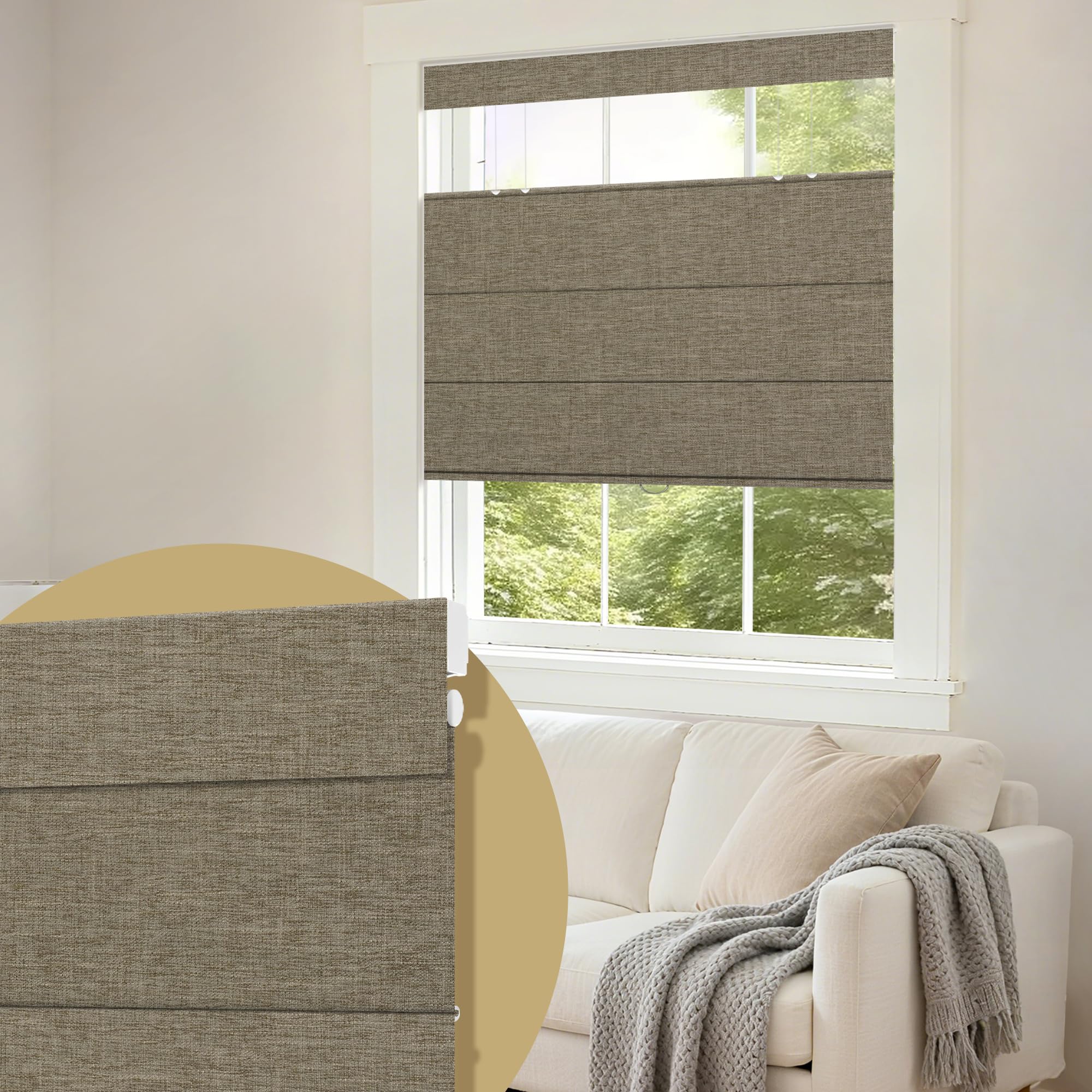 HOTSOON Top Down Bottom Up Cordless Roman Shades,Blackout Roman Blinds for Living Room,Bedroom,Office etc,No Fary,Protect Privacy,Thermal Insulation,
