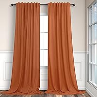 Vista 83 de Cortinas de lino natural semitraslúcidas Pitalk de 36 pulgadas de ancho para sala de estar, juego de 2 paneles con pestaña trasera, cortinas
