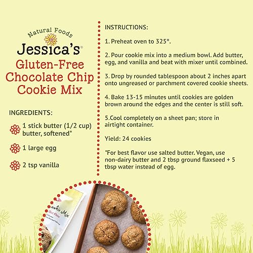 Miniatura 8 de Jessica's Natural Foods - Mezcla de galletas con chispas de chocolate sin gluten hecha con Teff de grano antiguo y harina de avena saludable, sin