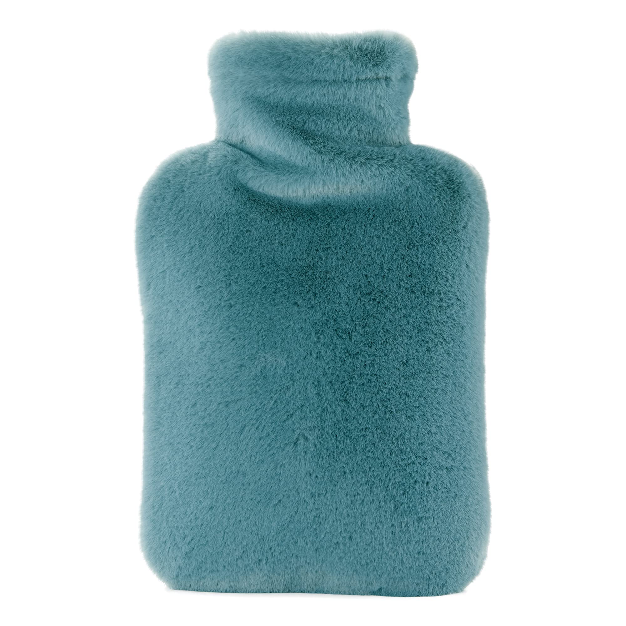 samply Hot Water Bottle - 2L Hot Water Bag with Furry Cover, Light Blue