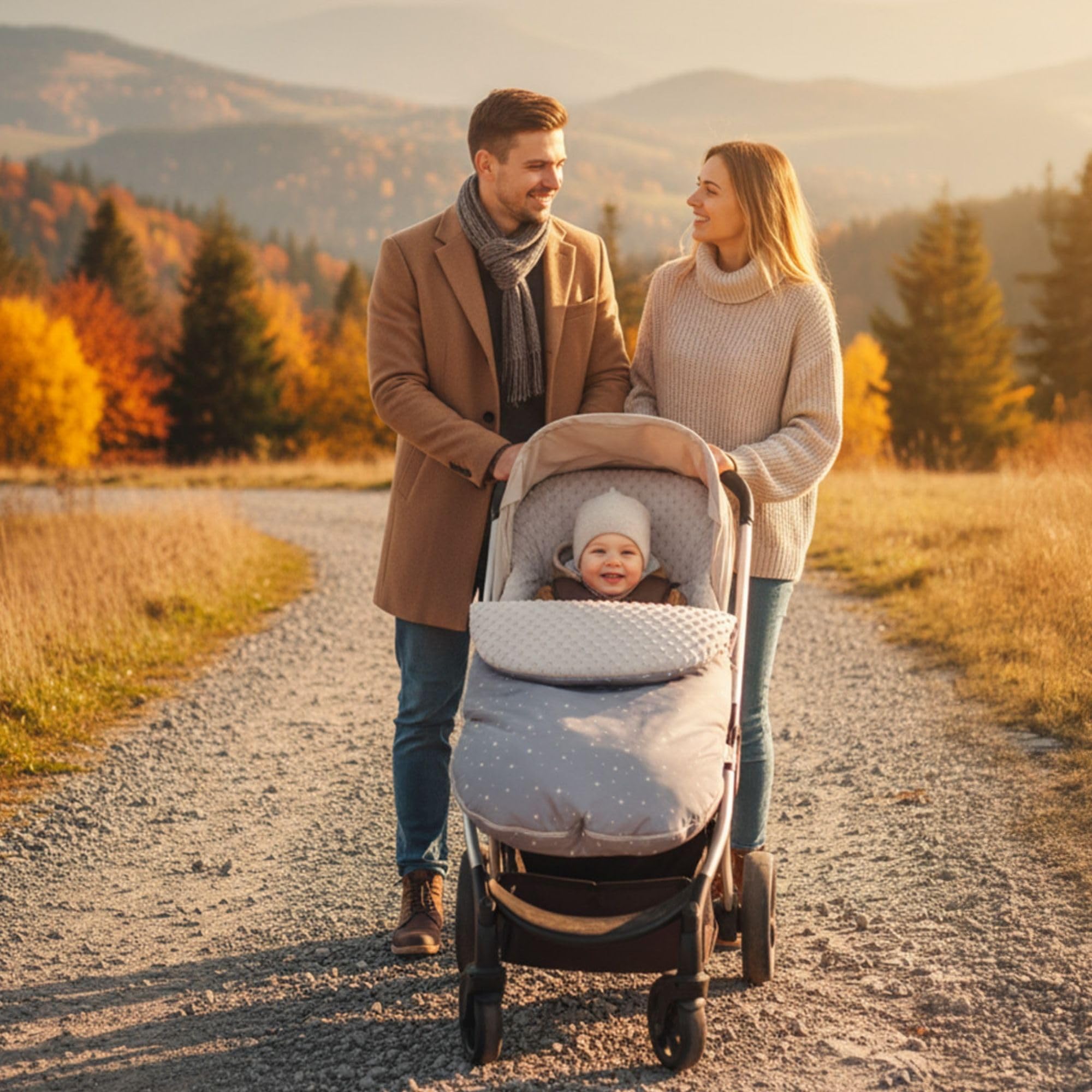 Sacco passeggino invernale nanna 90x45 cm - coprigambe universale neonato termico per cybex yoyo e altri passeggini perfetto per ragazzi e ragazze Minky certificato Oeko-Tex Beige Con Stelle Bianche