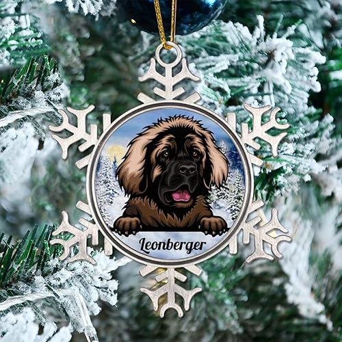 Miniatura 8 de CowkissSign Peeking Dog Pet Lover Dog Mom Christmas Tree Ornaments Presa Canario Metal Snowflake Xmas Tree Ornament Pet Memorial Christmas Tree