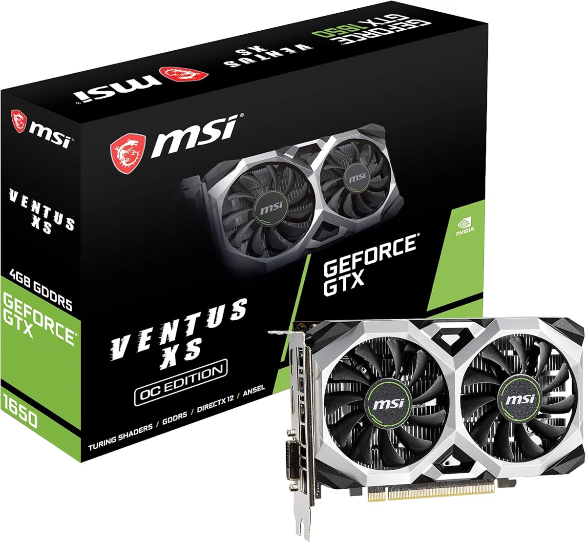 MSI G1650VXS4C Gaming GeForce GTX 1650 128-Bit HDMI/DP 4GB GDRR5 HDCP Soporte DirectX 12 VR Ready OC Tarjeta gráfica (GTX 1650 Ventus XS 4G OC)