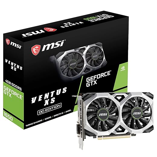 MSI G1650VXS4C Gaming GeForce GTX 1650 128-Bit HDMI/DP 4GB GDRR5 HDCP Support DirectX 12 VR Ready OC Graphics Card (GTX 1650 Ventus XS 4G OC)