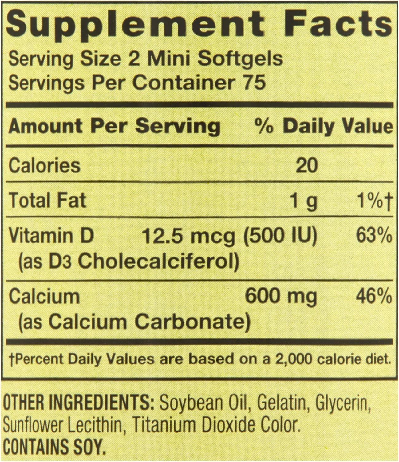 Calcium Plus Vitamin D3 150 Mini Softgels | Calcium Supplement | softgels | Calcium 600 mg with Vitamin d3 | Calcium Carbonate 600 mg, 150 Mini Softgels + vslSticker