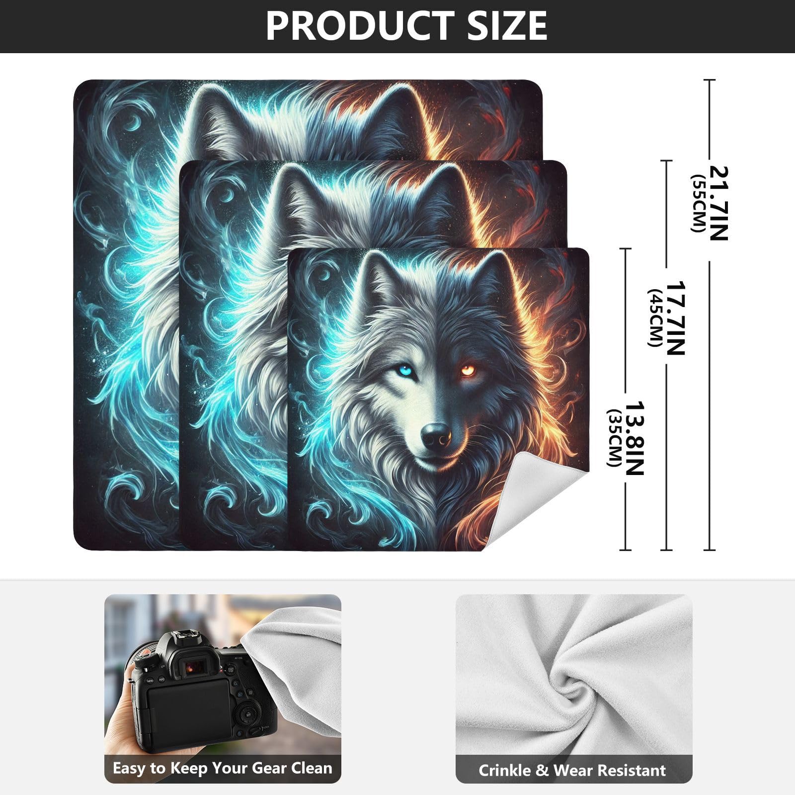 Joko Ivery Wolf Face Black White Self-adhesive Cloth 17.7