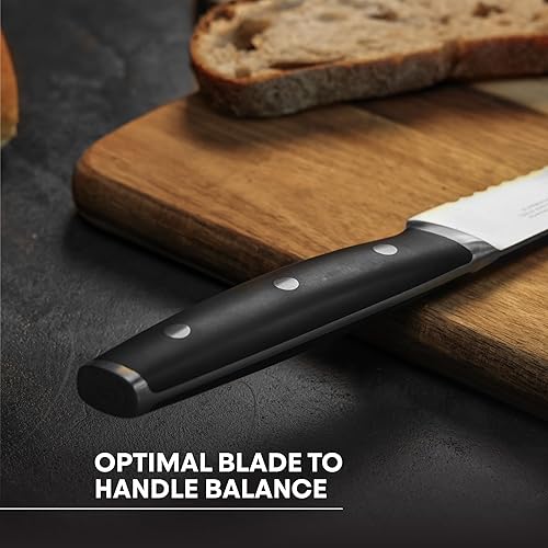 Miniatura 3 de MasterChef Cuchillo de pan de 13 pulgadas con hoja de acero inoxidable de alto carbono y asas triples remachadas, cuchillo de cocina de calidad