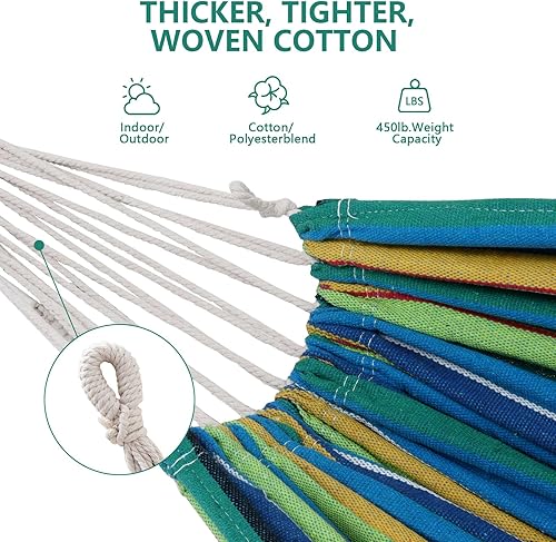 Miniatura 2 de EVLIQUIL Hamaca doble con soporte incluido soporte de acero de 450 libras de capacidad que ahorra espacio, bolsa de transporte premium incluida,