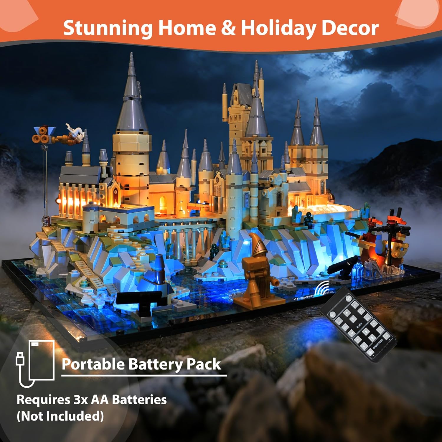 Led Lighting Kit for Lego 76419 Hogwarts Castle and Grounds, Lighting Accessories Compatible with Lego 76419(Lights Only, No Model) - RC Version
