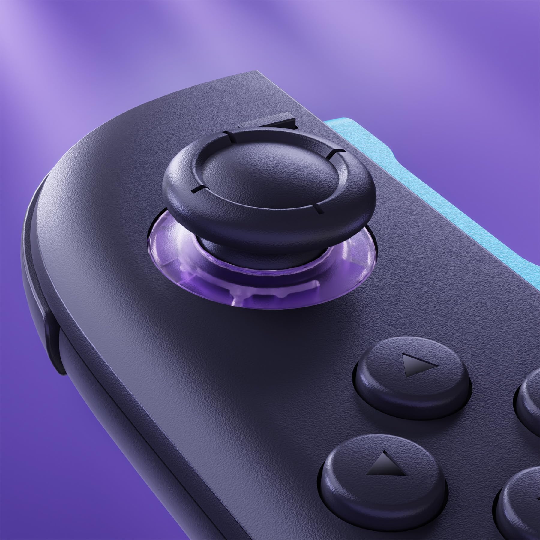 eXtremeRate Cover Tasti Kit + Levette Analogiche 3D Ricambio per Nintendo Switch 2 Controller - Trasparente Viola Atomico