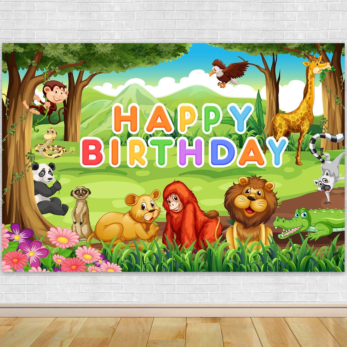 Buy Jungle Safari Themed Animals Birthday Party Banner Photo Backdrop