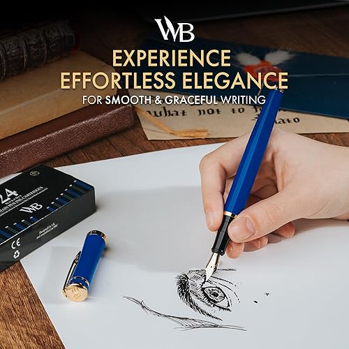 Miniatura 2 de Conjunto de pluma estilográfica Wordsworth & Black, plumín extra fino dorado de 18 quilates, incluye 24 cartuchos de tinta, convertidor de repuesto