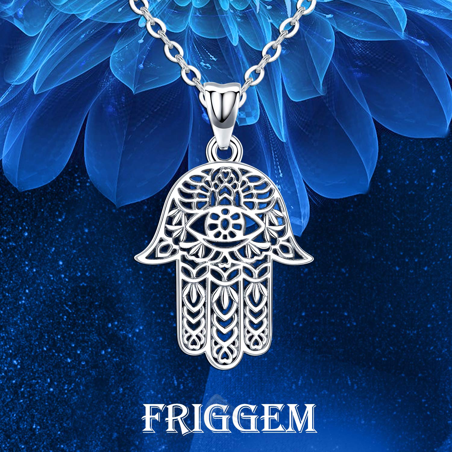 Fatimas Hand Kette 925 Sterling Silber Hand der Bösen Augen Anhänger Damen Halsketten Amulett Schmuck, Geschenke für Mamas Freundin Mädchen