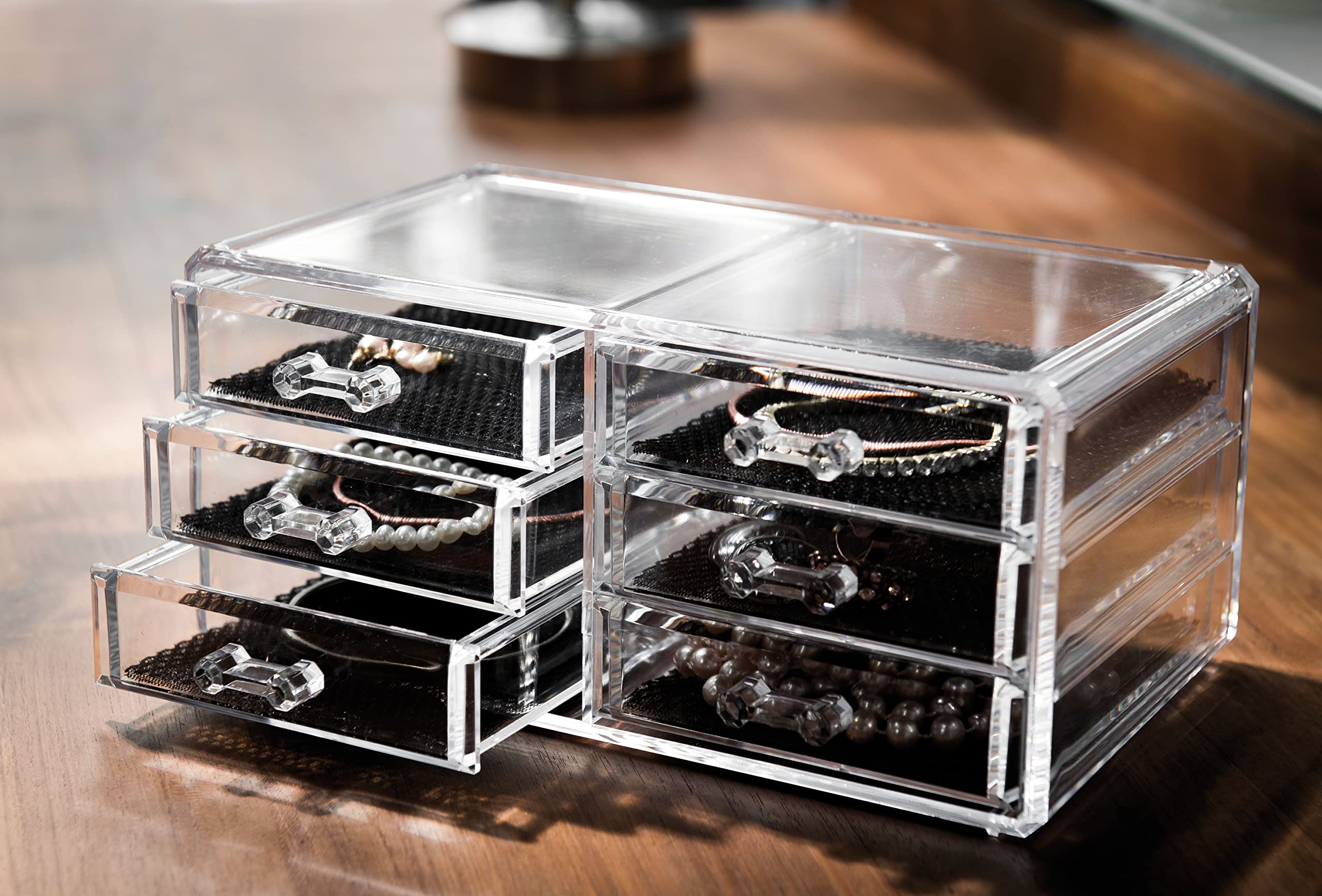Compactor Bijoux Organizer 6 Cassetti, Polistirene Trasparente, 23.8 x 15 x H. 11 cm, RAN6044