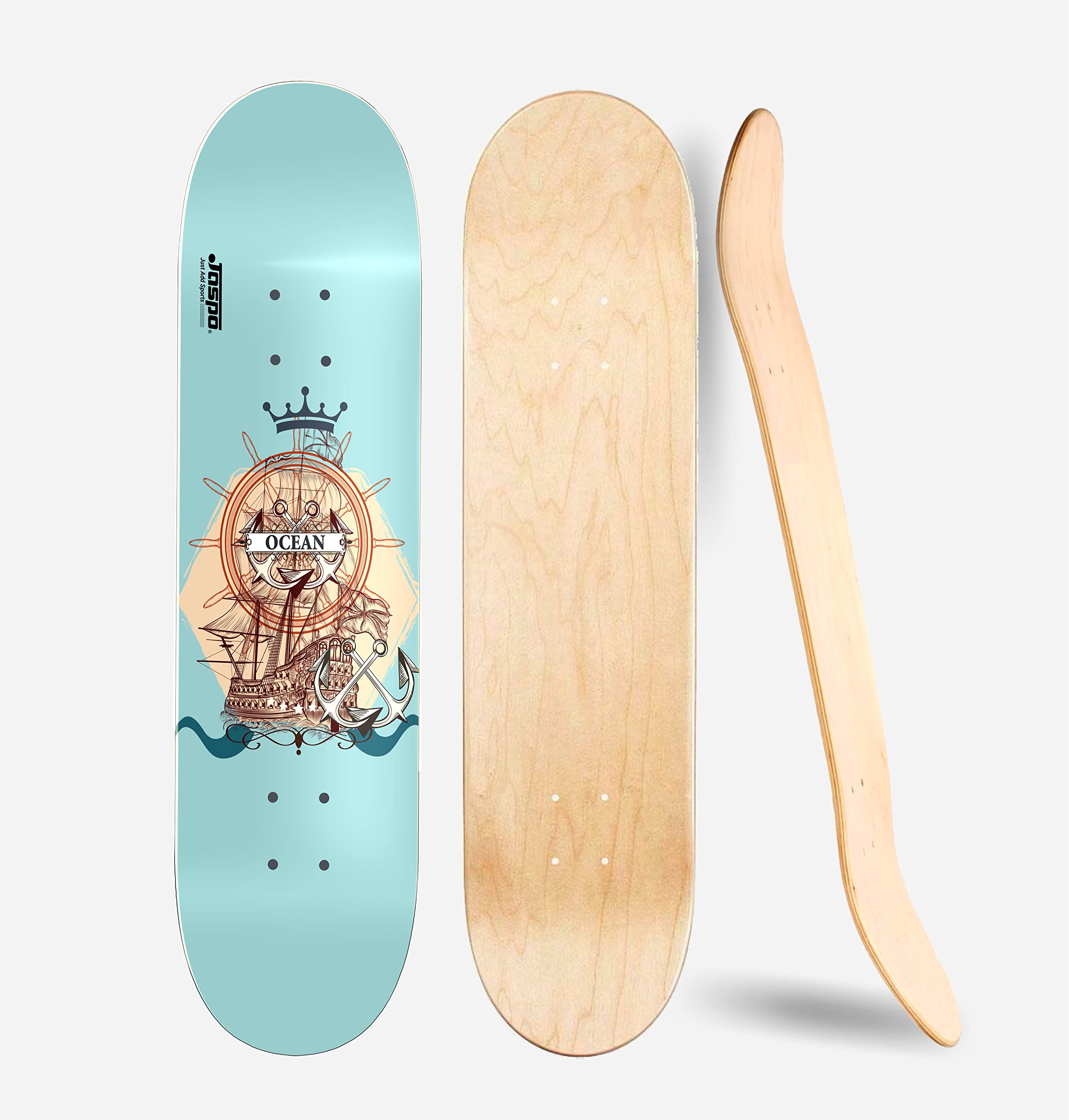 Ocean King 7 Layer Canadian Maple Waterproof Professional Grade Concave Deck ((31"X8") (Wooden Deck Only)-Made in India.