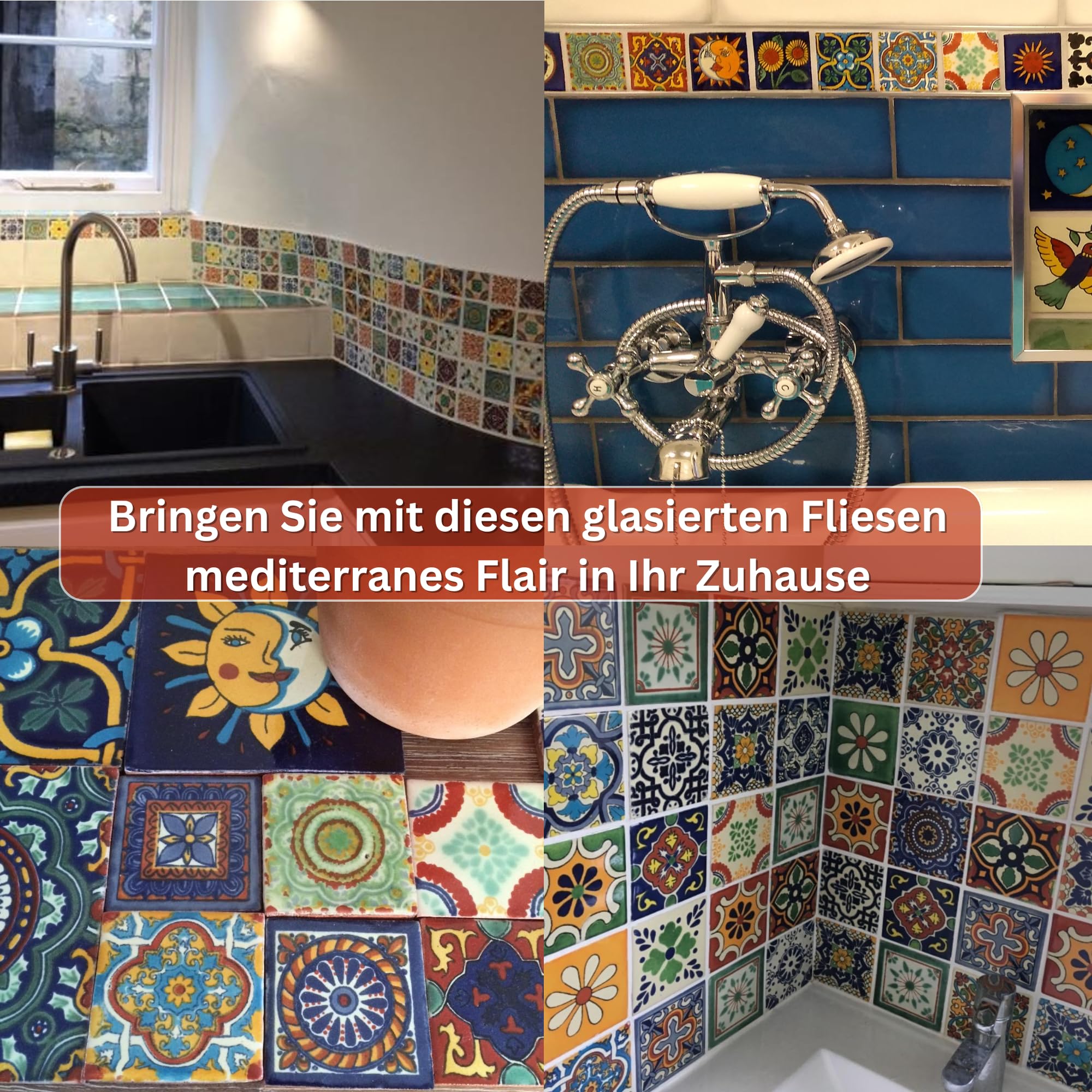 Tumia LAC Handgefertigte Mexikanische Talavera Fliesen Authentischer Stil Dani Keramikfliesen für Kunsthandwerk, Küchenrückwand, Wandfliesen und Heimwerker Projekte