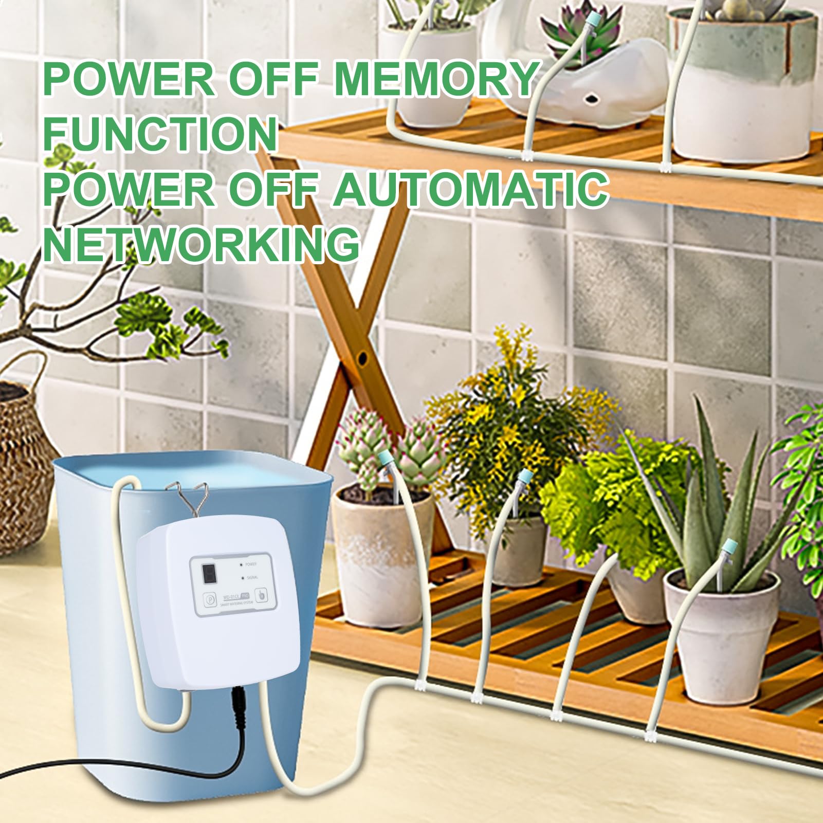 Arrosage Automatique Interieur, Système d'irrigation Intelligent WiFi, Télécommande, Régulation de la Pression d'eau 1-4 Vitesses, Contrôle Intelligent du Temps