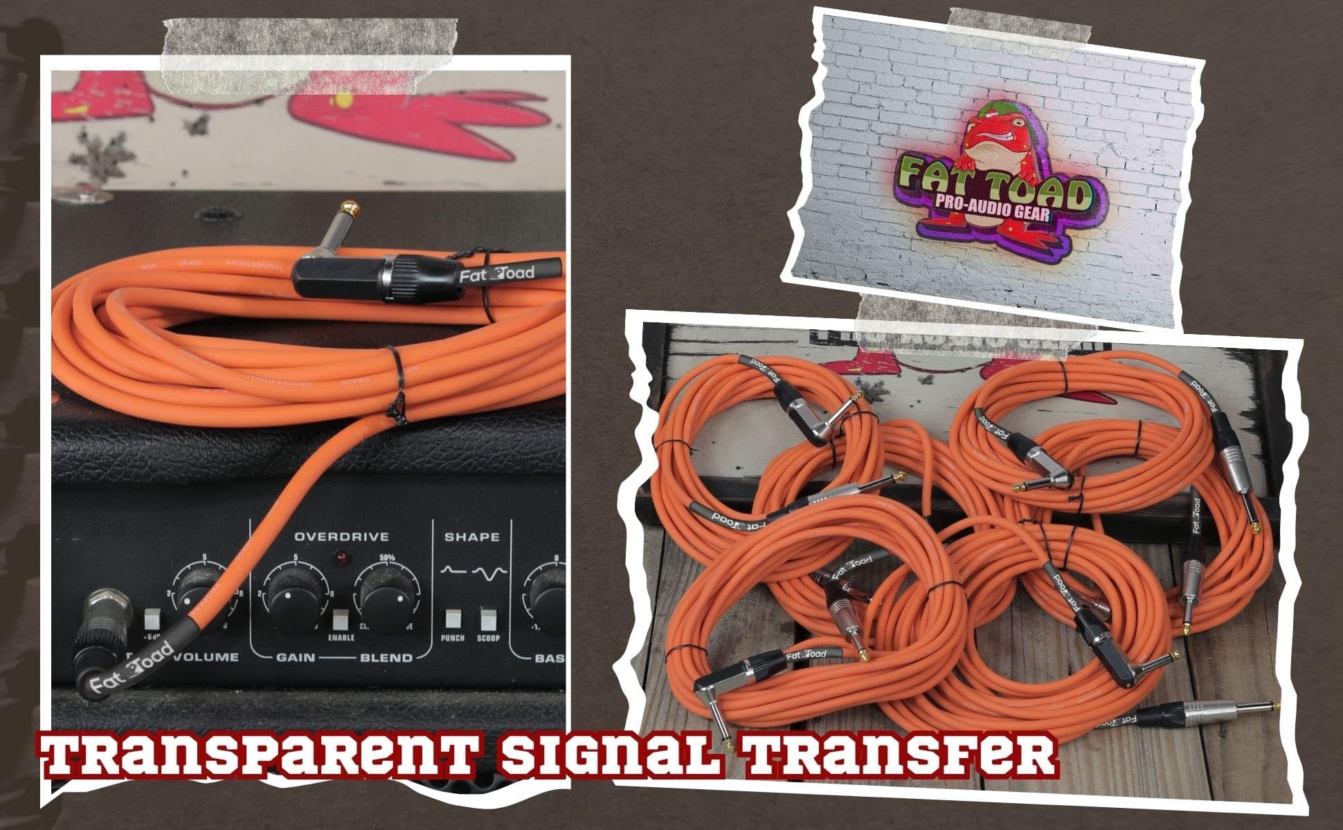 Fat Toad Gitarrenkabel (Orange-PRO-Serie), 6 m, rechtwinklig, 0,6 cm auf TS, gerades Ende, Instrumentenkabel, 20 AWG Draht für Pedale, Bass, Verstärker und Studio, 6 m