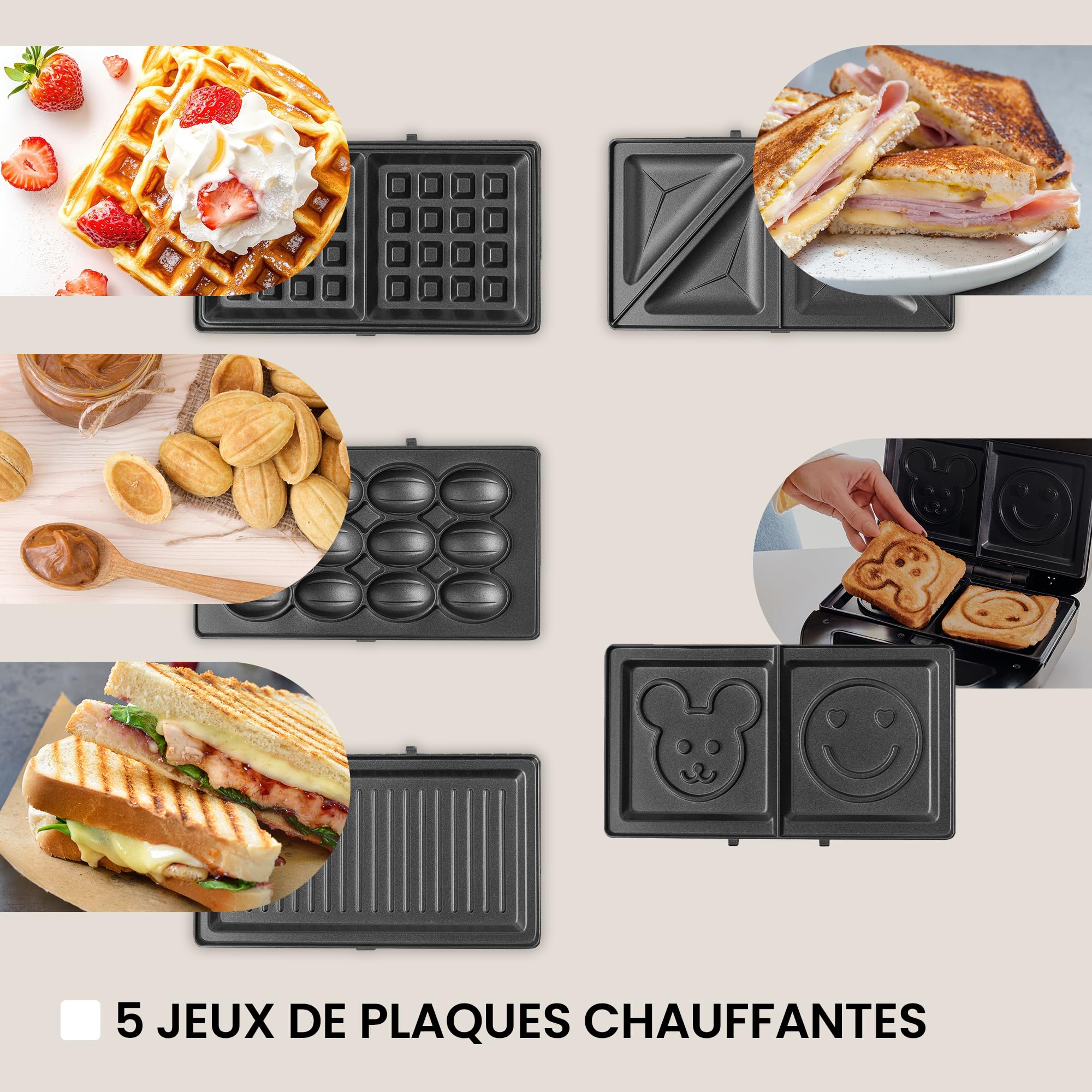 ZEEGMA ROTEE CHEF MULTI Grille-pain Multifonction 800 W 5 En 1, Pour