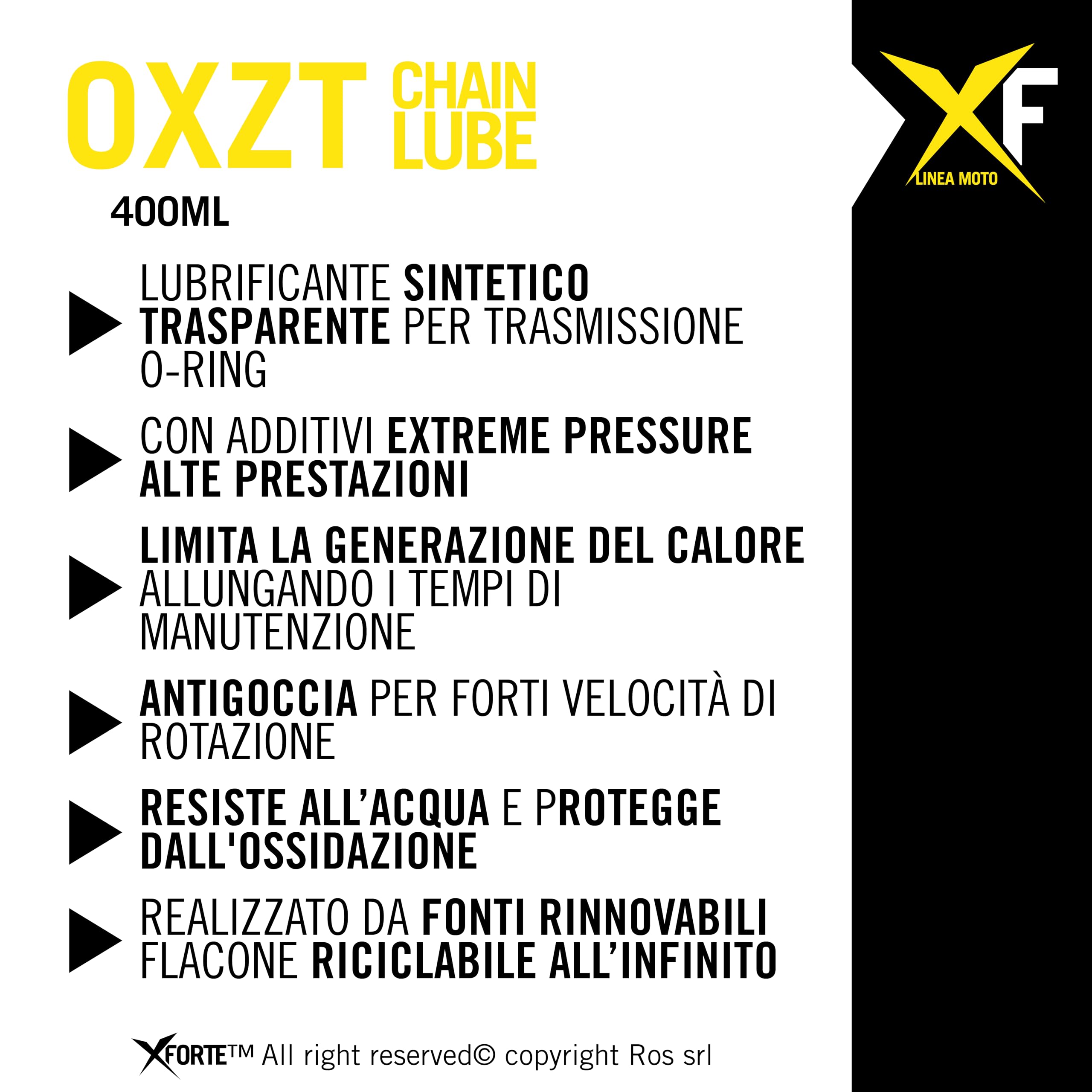 XFORTE OXZT Grasso Catena Moto O-Ring, Lubrificante Sintetico Antigoccia ad Alte Prestazioni, 400 ml - Protezione Resistente per Strada, Pista e Fuoristrada