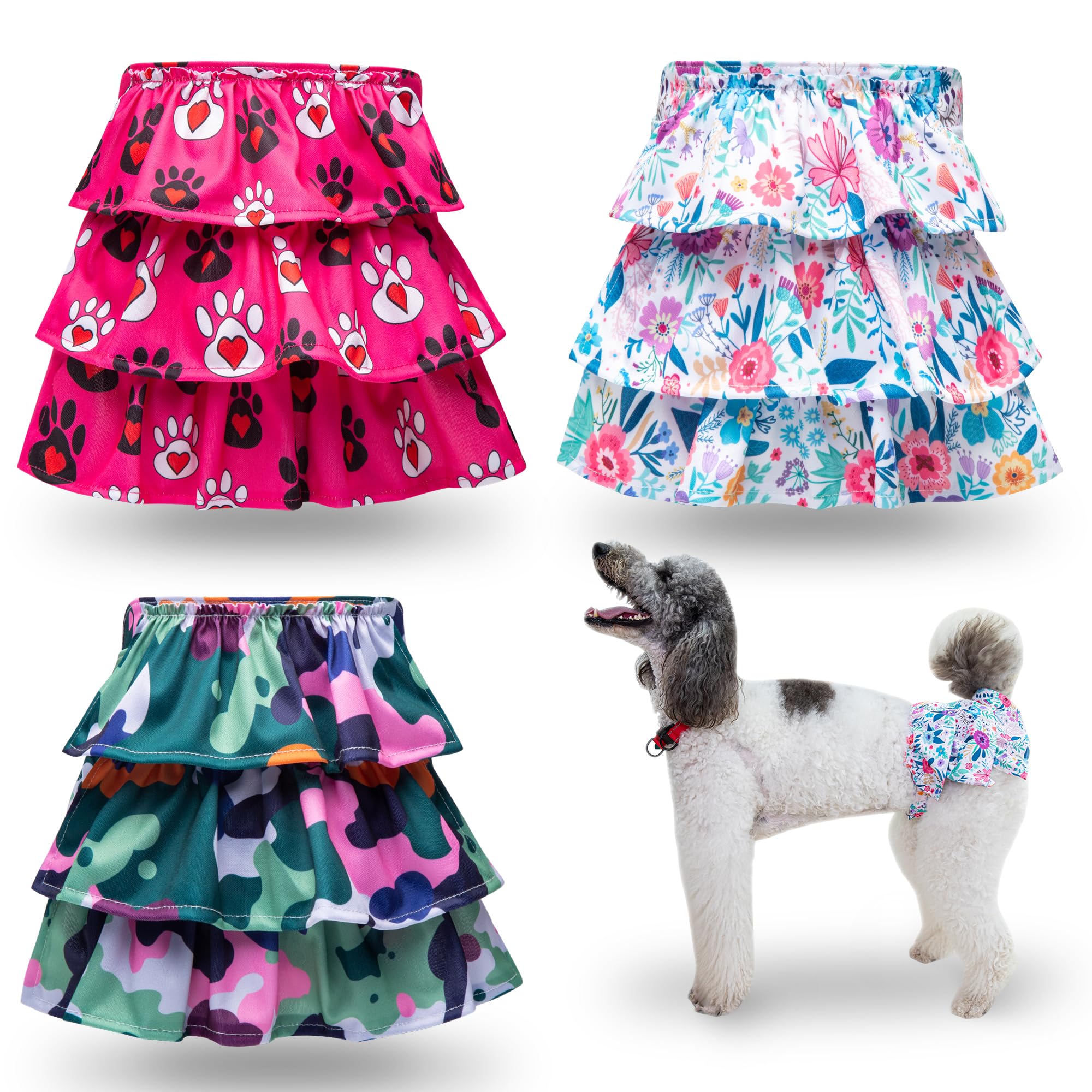 Dog Diapers Female Washable, Highly Absorbent Puppy Doggie Dog Diapers, 3Pack Reusable Puppy Diapers, Durable Leak-Proof Puppy Diapers Female for Dog