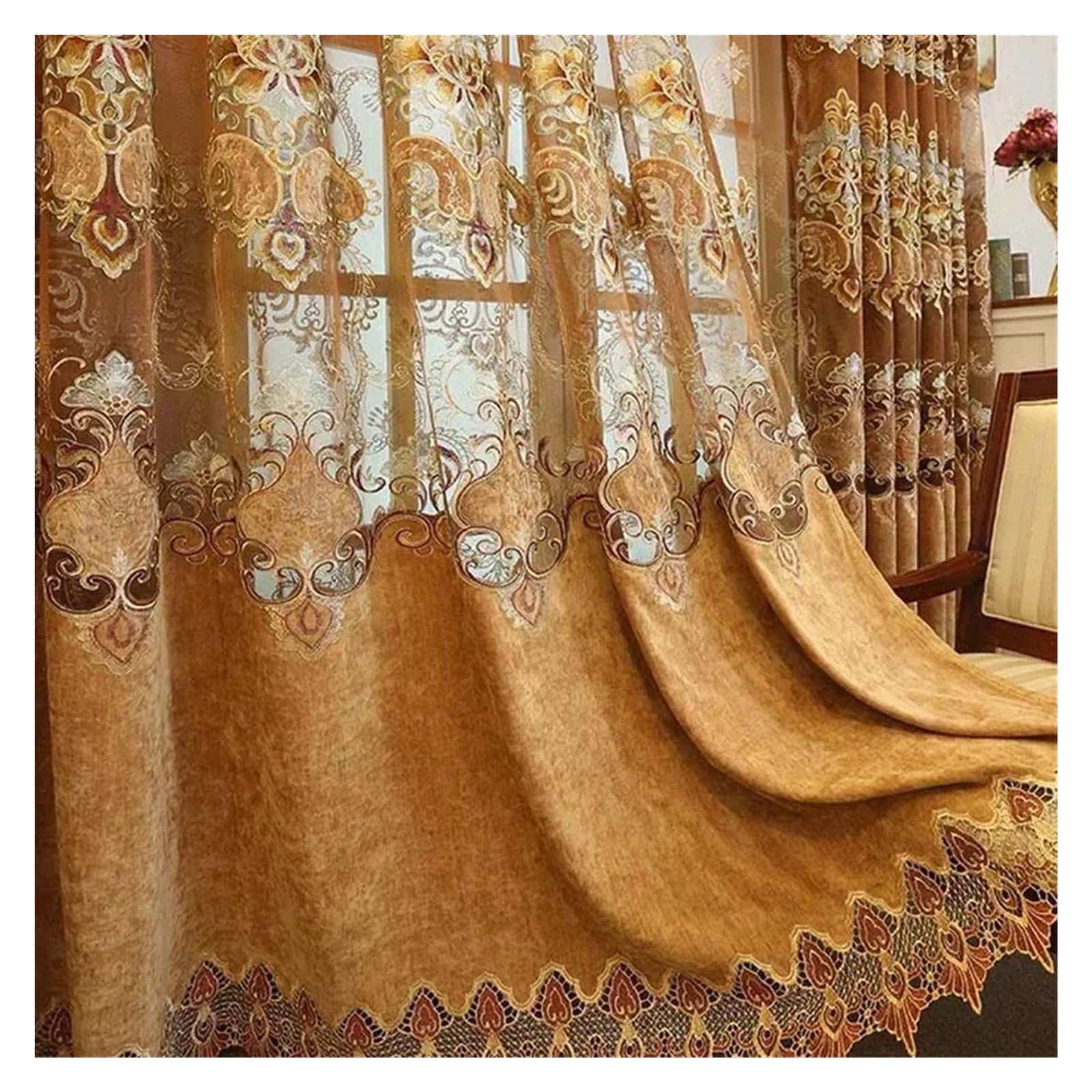Rideaux pour salon et chambre à coucher ambiance romantique florale
