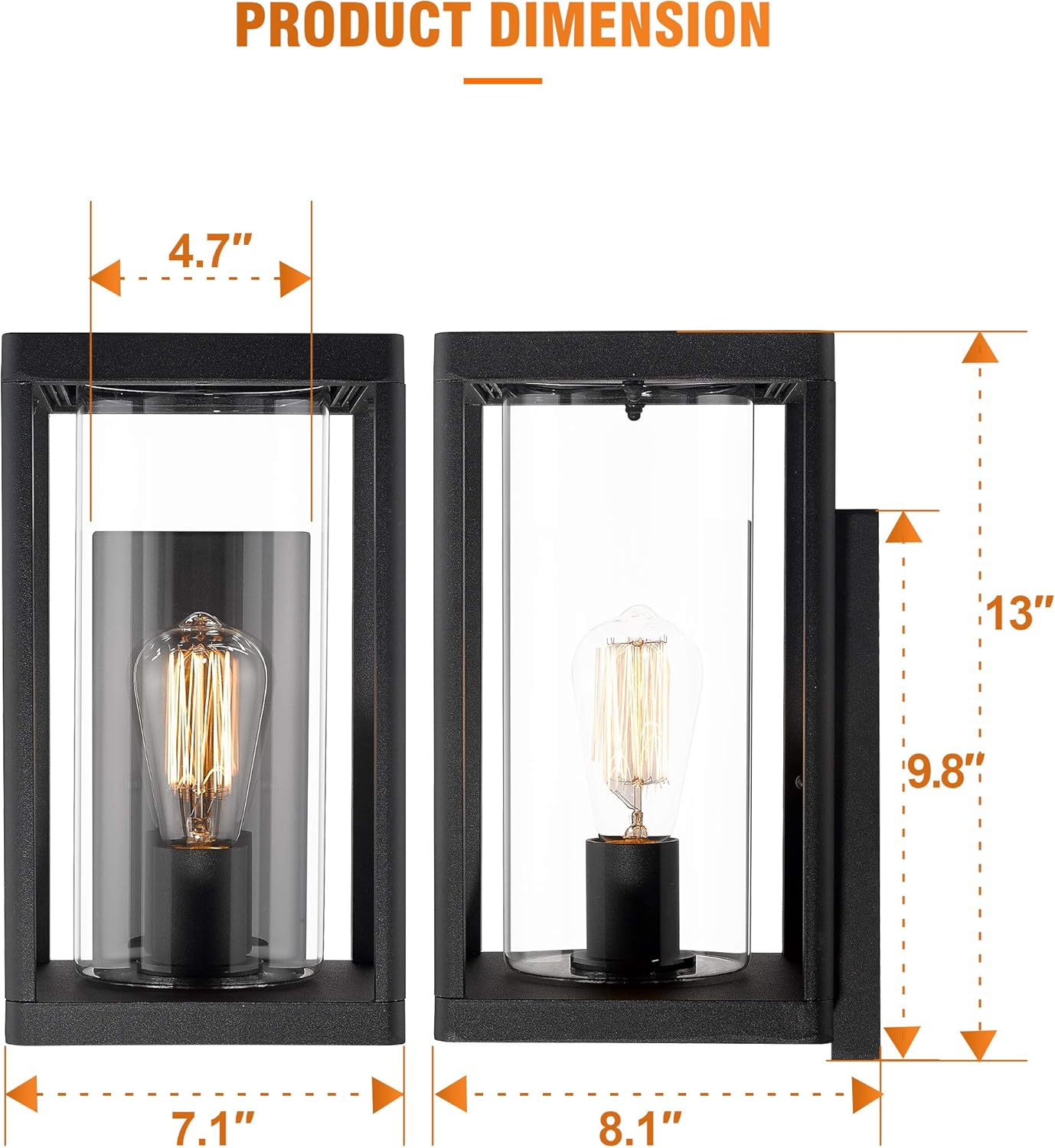 Exсluѕіvе Beionxii Outdoor Wall Sconces | Modern Exterior Porch Light Wall Mount Lantern, Sand Textured Black Cast Aluminum with Clear Cylinder Glass - A291W-1PK