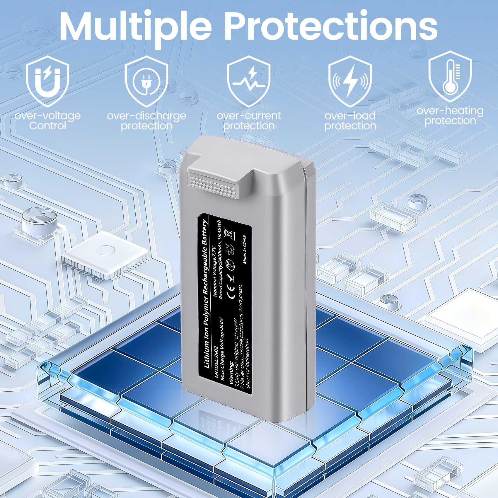 Paquete de 2 baterías de vuelo inteligente Mini 2 Series de 2400 mAh, 3 ranuras, concentrador de carga de doble dirección, compatible con drones DJI Mini 2/2 SE/SE/4K Series hasta 31 minutos