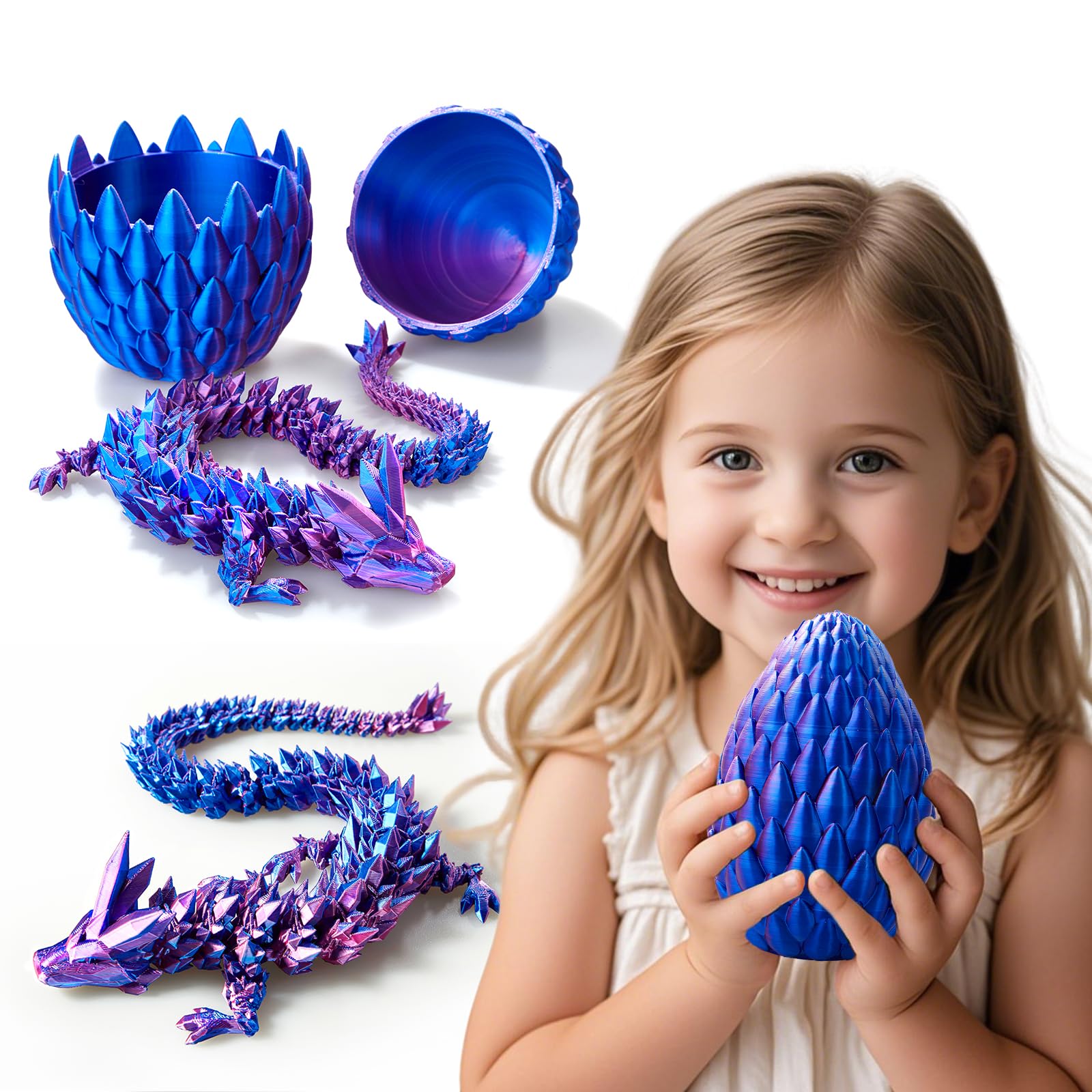 DKDDSSS Dragon 3D Dans Un Œuf – Figurine Articulée En Cristal, Jouet Lumineux Et Déco Fun Pour Bureau, Voiture Ou Maison