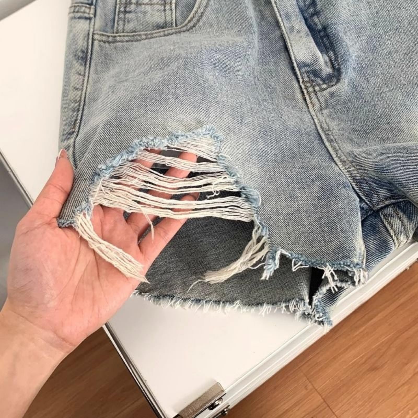 Shorts Jeans Donna Denim Fashion Estate Hole Streetwear Short Shorts-Black-s