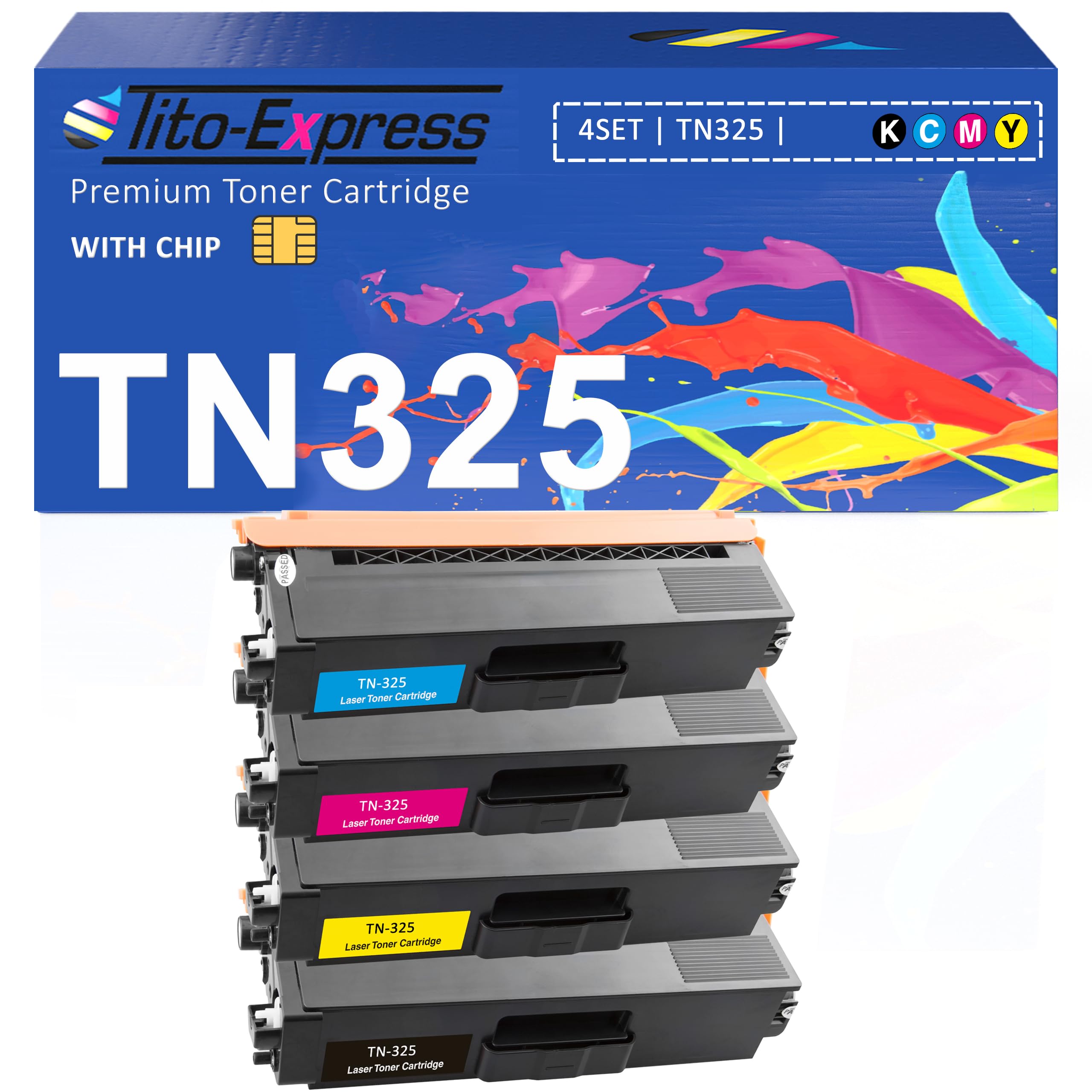TN325XL TN325 TN-325 XL compatibile con toner Brother DCP-9055CDN DCP-9270CDN HL-4140CN HL-4150CDN HL-4570CDWT MFC-9460CDN MFC-9465CDN MFC-9560CDW MFC-9970CDW nero, magenta, giallo, ciano, confezione