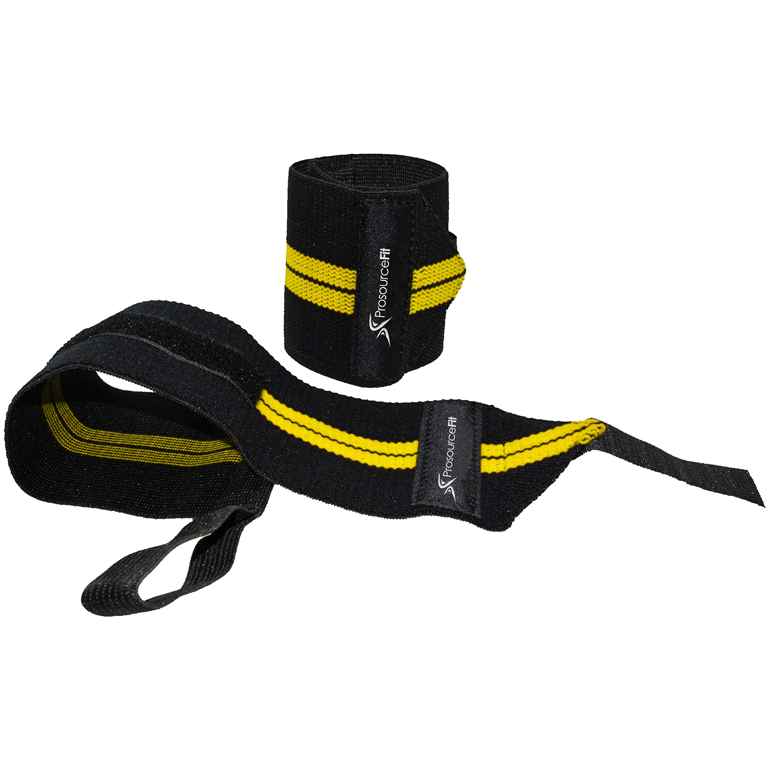 ProSource Pair of Barbell Weight Lifting Wrist Wraps Support with Thumb Loop