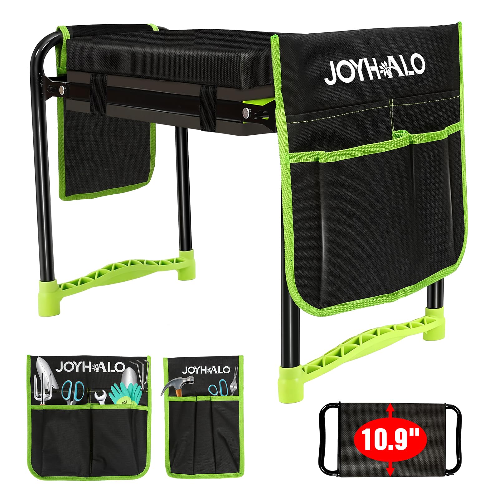 joyhalo 10.9 inch Wider Foldable Garden Kneeler and Seat Heavy Duty, Gardening Stool with Extra-Thick Kneeling Pad, Garden Bench for Kneeling and