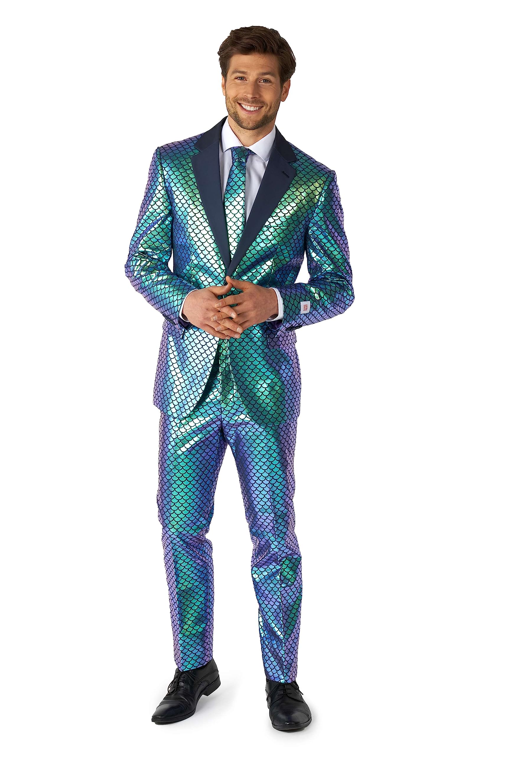 OppoSuits Herren Shiny Silver Business-Anzug Hosen-Set (1er Pack)